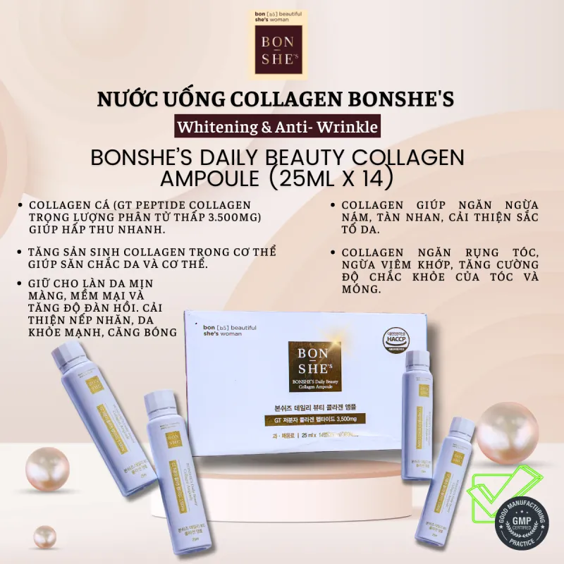 Nước uống COLLAGEN Đông Trùng Hạ Thảo BONSHE’S DAILY BEAUTY COLLAGEN AMPOULE (25ml x 14)