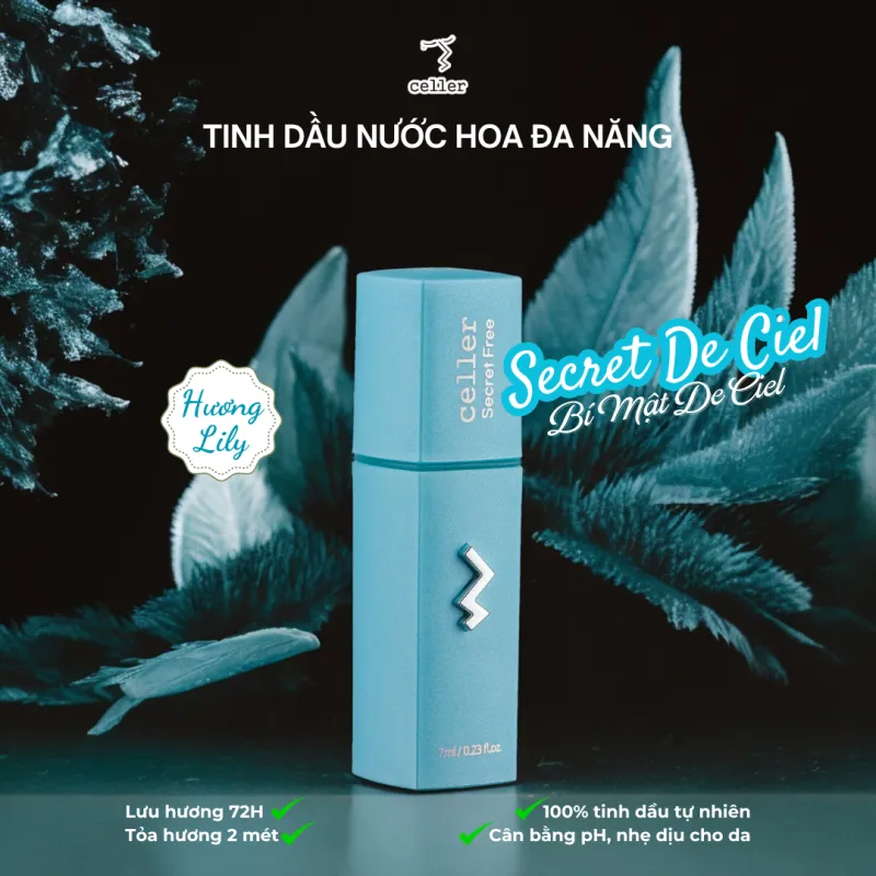 Tinh dầu Nước hoa Đa Năng CELLER Secret Free De Ciel, lưu hương 72h, diệt khuẩn, khử mùi 24h, cân bằng pH 7 ml