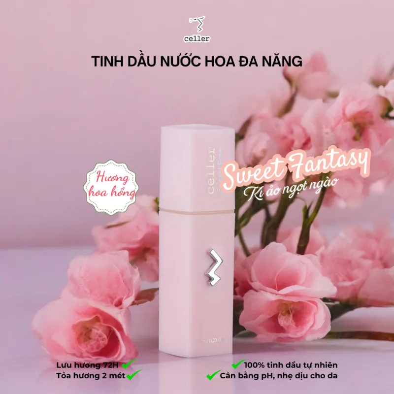 Tinh dầu Nước hoa Đa Năng CELLER Secret Free Sweet Fantasy, lưu hương 72h, diệt khuẩn, khử mùi 24h, cân bằng pH, 7 ml