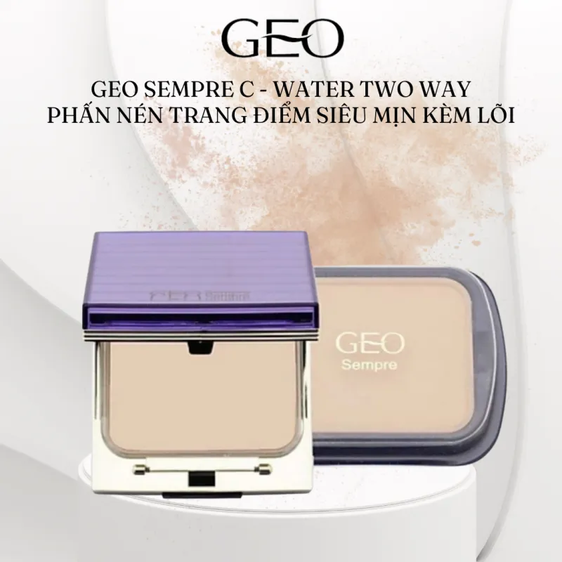 Phấn nén trang điểm siêu mịn kèm lõi Geo Sempre C - Water Two Way