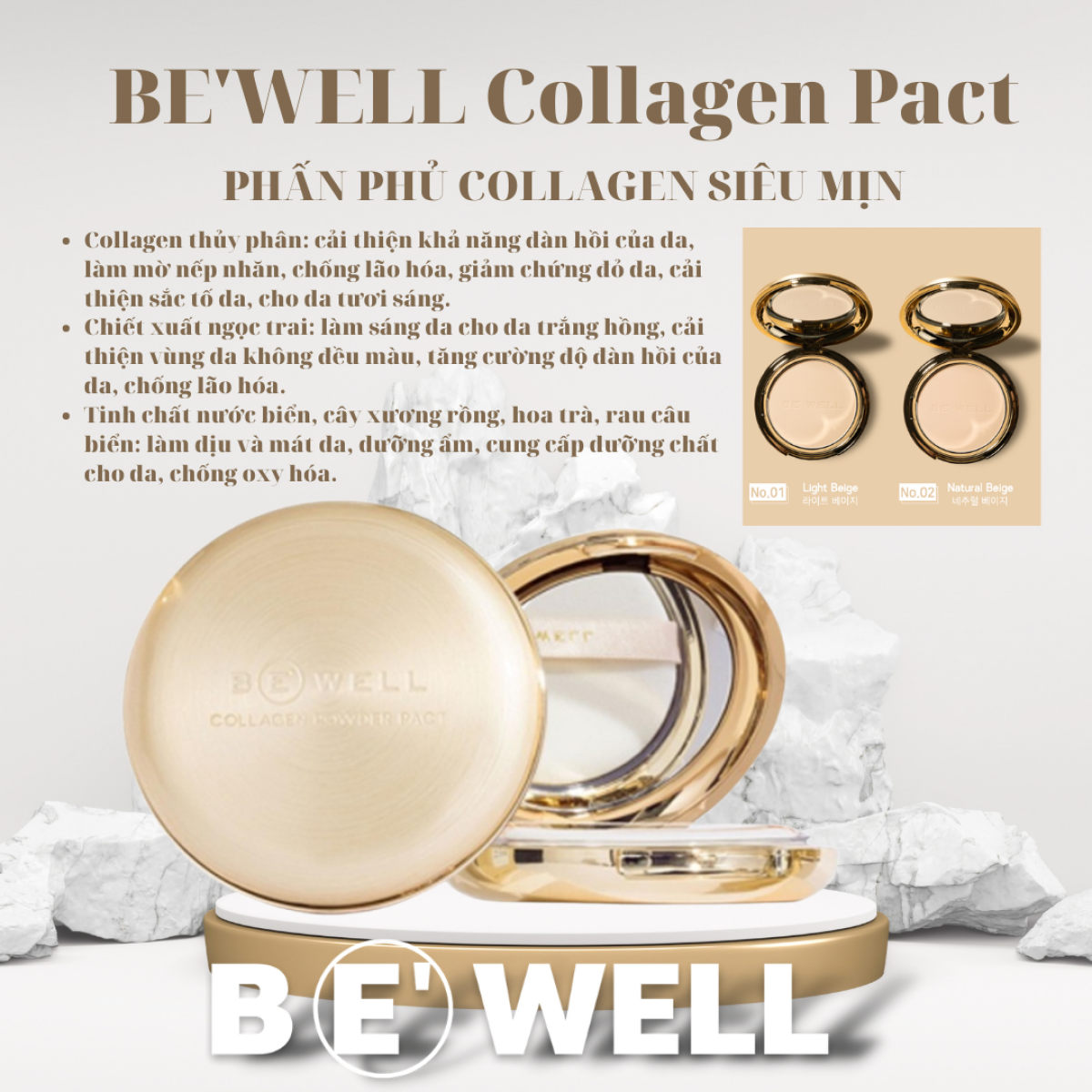 Phấn Phủ Siêu Mịn Be'Well Collagen Pact