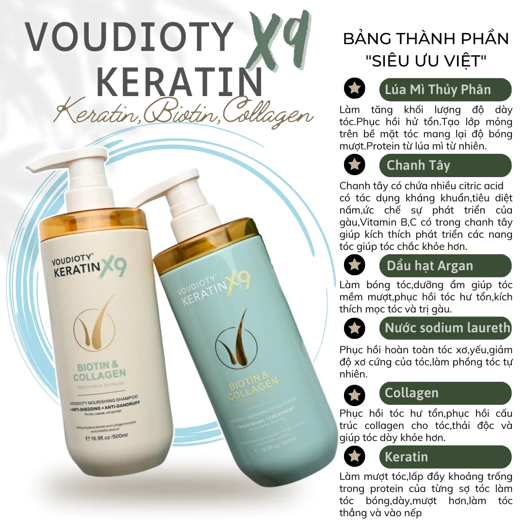 VOUDIOTY KERATIN X9 - SIÊU MỀM MƯỢT & PHỤC HỒI TÓC