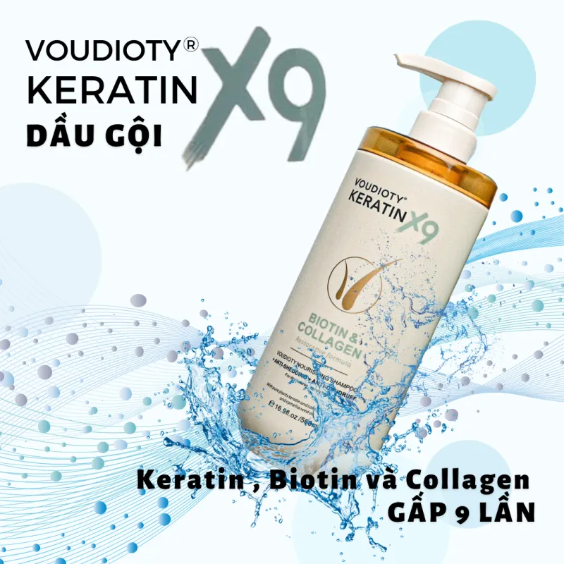 Dầu gội VOUDIOTY KERATIN X9 BIOTIN & COLLAGEN 500ml