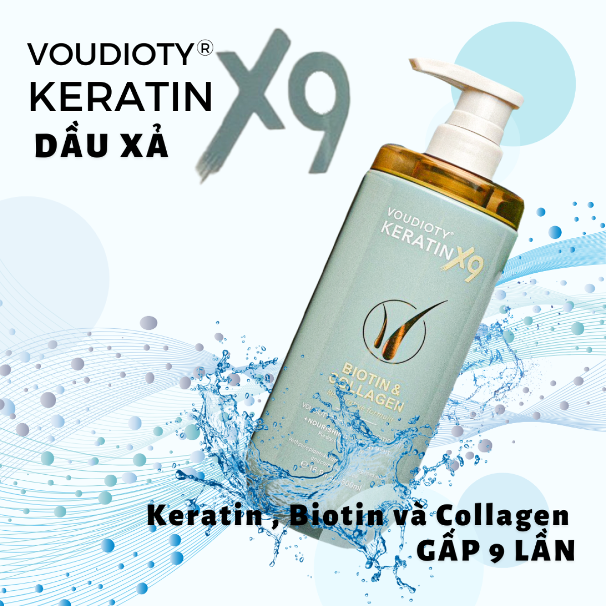 Dầu xả VOUDIOTY KERATIN X9 BIOTIN & COLLAGEN 500ml