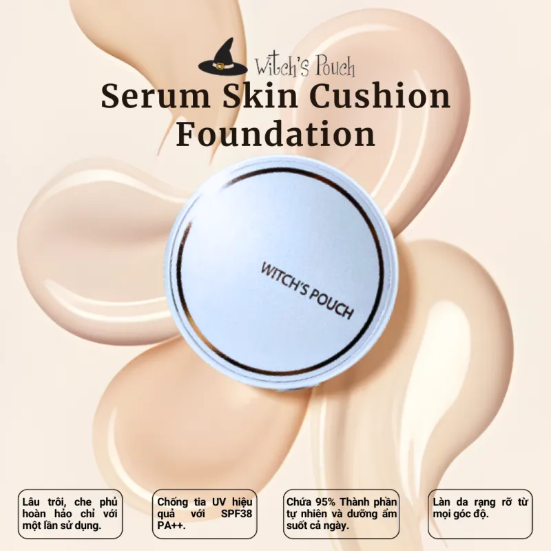 Kem nền Tinh chất Cushion Witch's Pouch SPF38 PA++ Serum Skin Foudation [ Phù Thủy Make-up]