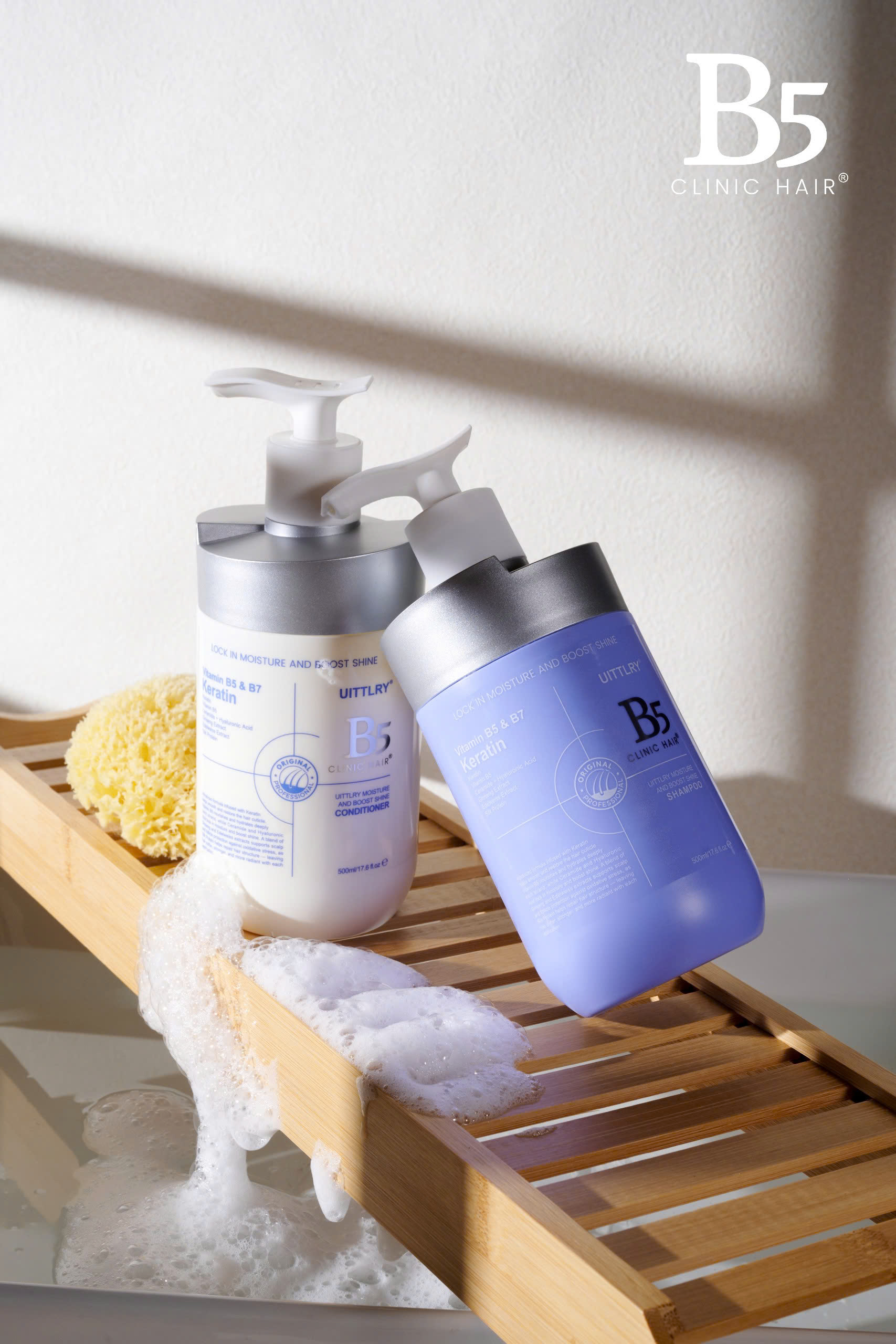 [New Arrival] Bộ gội xả B5 Clinic Hair Moisture & Boost Shine – Cấp Ẩm Sâu, Phục Hồi Tóc Khô Xơ, Tăng Độ Bóng Mượt