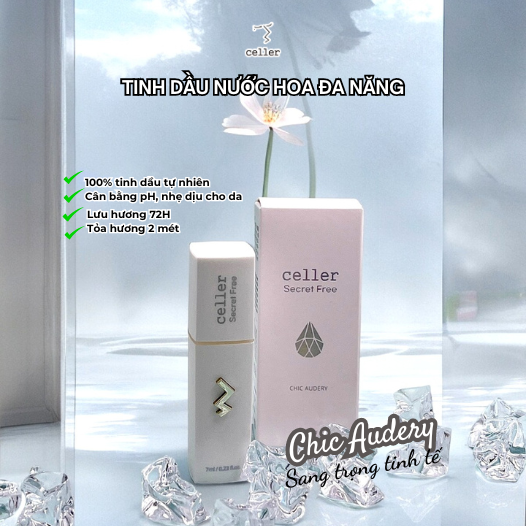 Tinh dầu Nước hoa Đa Năng CELLER Secret Free Chic Audery, lưu hương 72h, diệt khuẩn, khử mùi 24h, cân bằng pH 7 ml